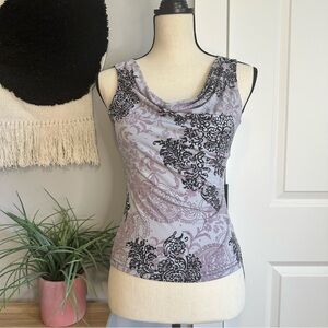 Vintage Y2K Elegant Black and Purple Women's Top Size Small